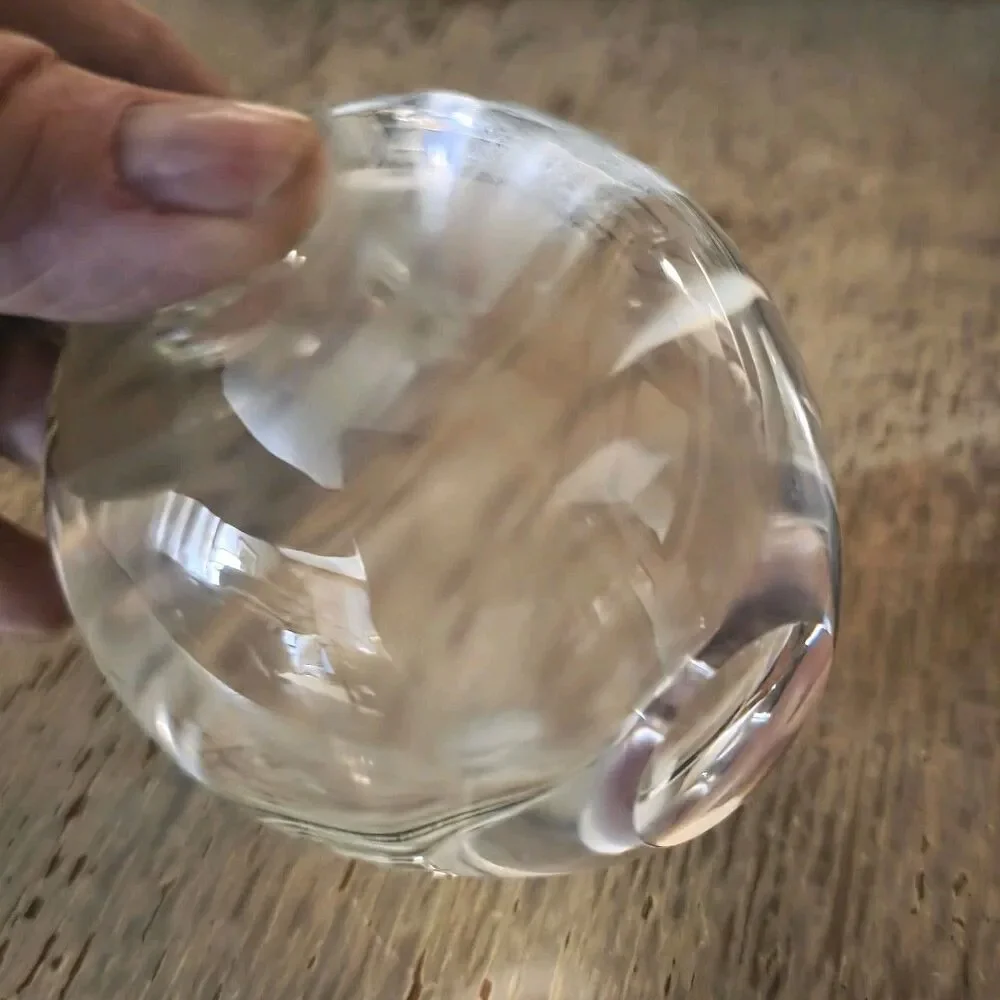 APPLE Ultra Clear Glass PAPERWEIGHT Smooth Pontil Heavyweight Gift